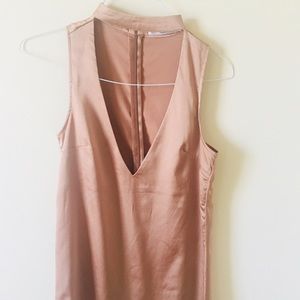Silky, blush, choker dress from Missguided.